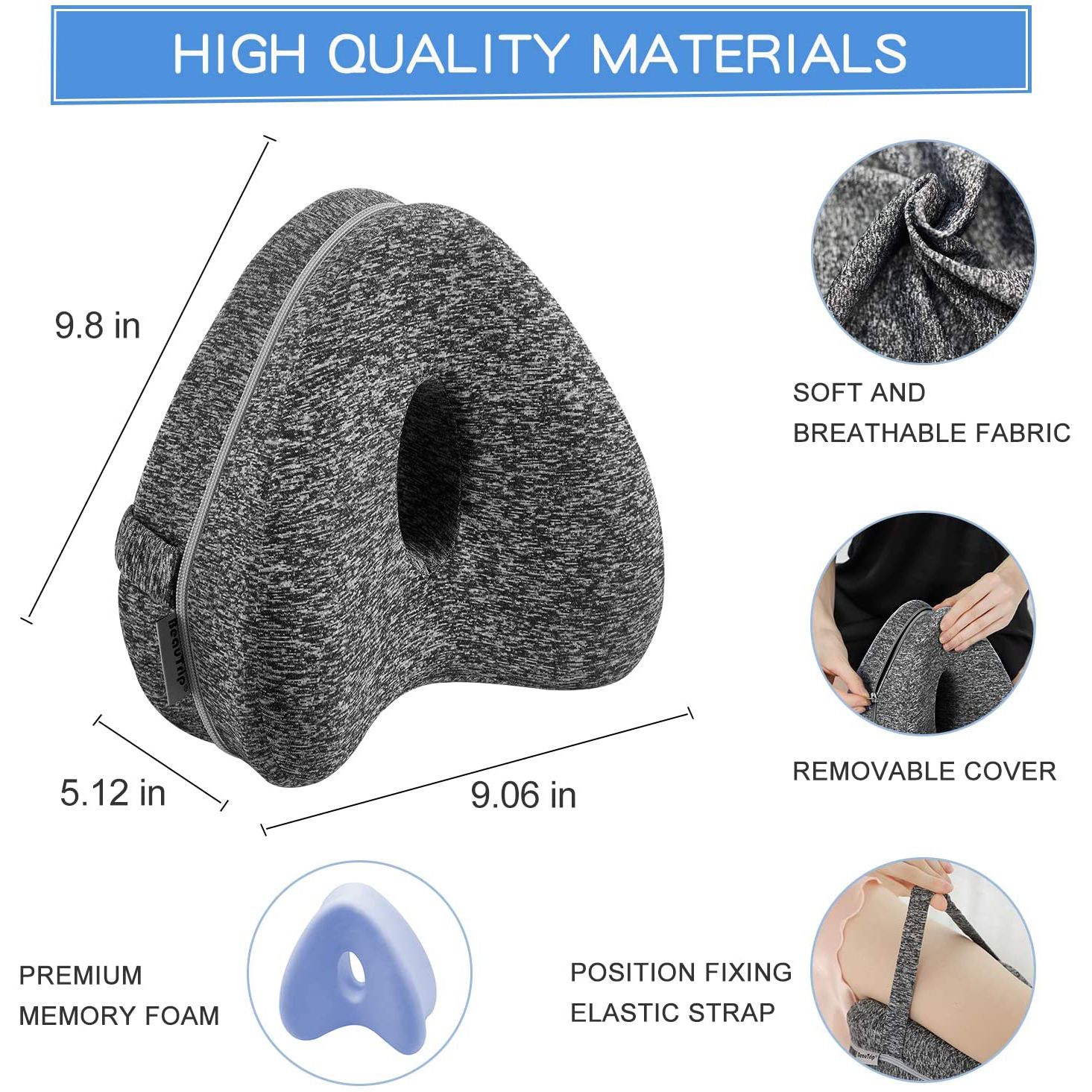 Heart Home 2 Pieces Memory Foam Orthopaedic Knee Support Leg Rest Pill